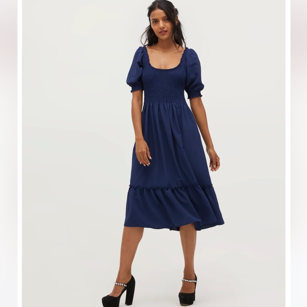 Hill House The Louisa Nap Dress in Navy Crepe